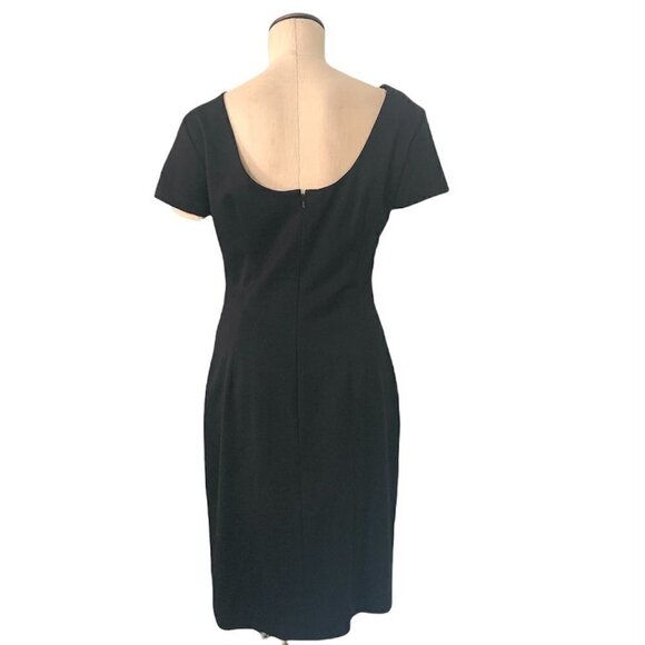 Anne Klein II Lined Wool Sheath Dress Short Sleeve Black Sz 8/10 LBD #217K - Picture 4 of 8